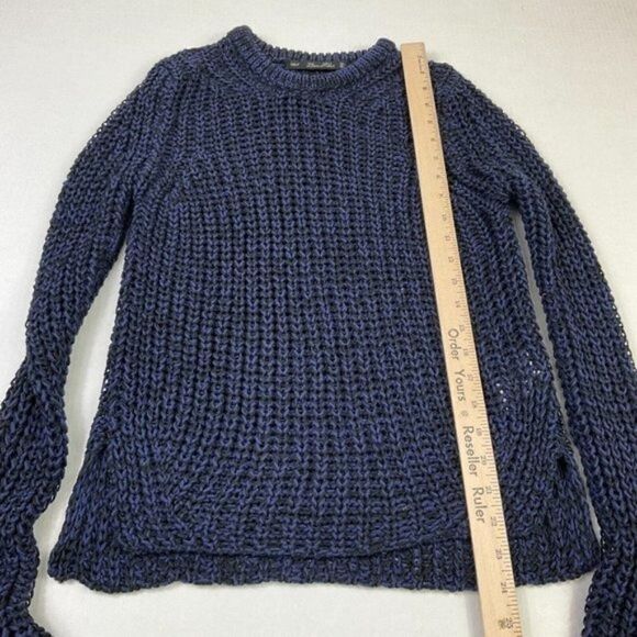 Zara Womens Cable Knit Tunic Sweater Black Blue Long Sleeve Pullover S Small - Picture 5 of 11